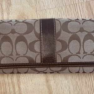 Coach C Signature Design Brown Leather & canvas Wallet